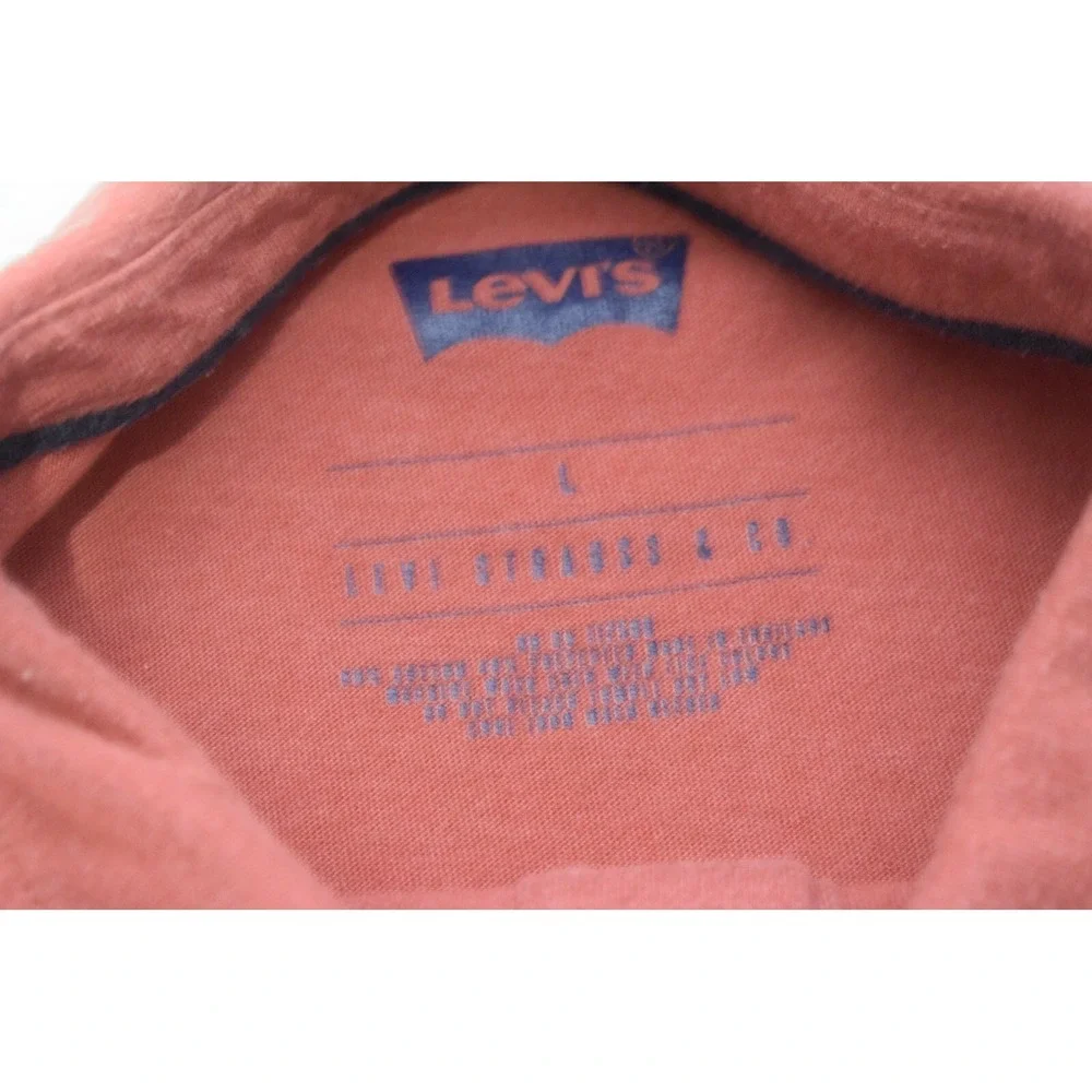 Levi's Polo Shirt Salmon Short Sleeve‎ Front Pocket Cotton Blend Mens Large